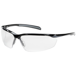 Bouton Optical 250-33-0010 Commander Safety Glasses, Semi-Rimless, Gloss BK/BL Lens, Anti-Scratch/Reflective