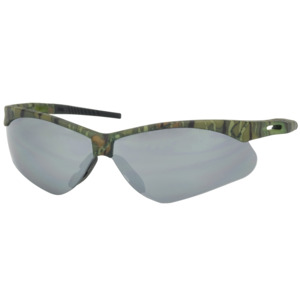 Bouton Optical 250-AN-10128 Anser Safety Glasses, Semi-Rimless, Camouflage/Silver Mirror Lens, Anti-Scratch