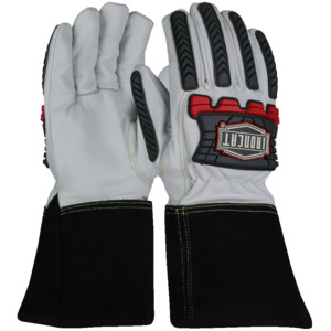 Ironcat 6244/2XL Gloves, 2X-Large, Goatskin Leather, Premium, TPR Extended Gauntlet Cuff, Natural