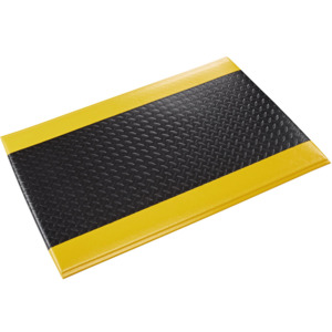 Crown Matting WB Z023YD Wear-Bond Comfort-King Mat, Diamond-Surface, Black/Yellow, 2' x 3'