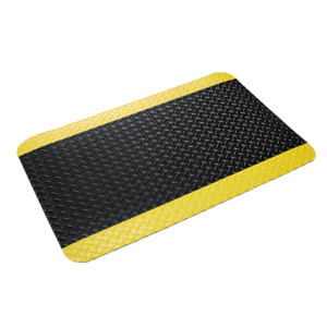 Crown Matting WDR1236YB-75 Workers-Delight Deck Plate, Black/Yellow, 9/16" Thickness, 3' x 75'