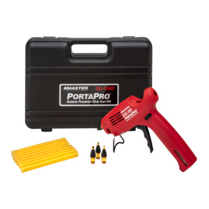 Master Appliance GG-100K PortaPro Glue Gun Kit w/Tips and Case, Butane Powered, 140min Use, Red