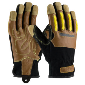 Maximum Safety 120-4100/XL Glove, Goatskin Leather Palm, Finger TPR Impact Protection, Brown, XL