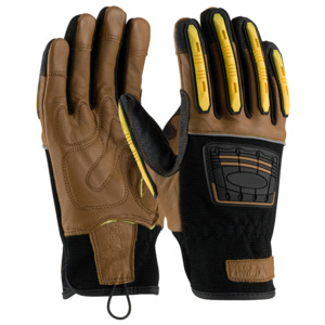 Maximum Safety 120-4150/XXL Glove, Goatskin Leather Palm, Dorsal TPR Impact Protection, Brown, 2XL