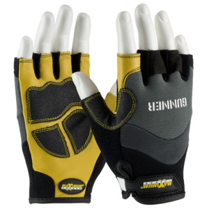 Maximum Safety 120-4300/XL Glove, Gunner Workman, Reinforced Goatskin Palm, Half-Finger, Gray, XL