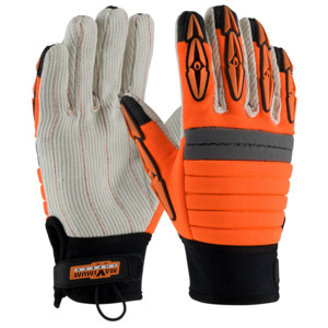 Maximum Safety 120-4720/XL Glove, Derrickmen, Cotton Canvas Palm, TPR, Hi-Vis Orange, XL