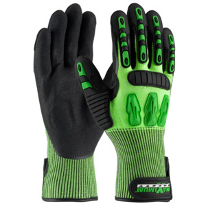 Maximum Safety 120-5130/L Glove, TuffMax3, HPPE Shell, Nitrile Grip, TPR, Hi-Vis Green, Large