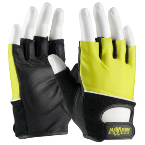 Maximum Safety 122-AV70/S Glove, Lifting, Leather Palm, Reinforced Pad Insert, Hi-Vis Yellow, Small