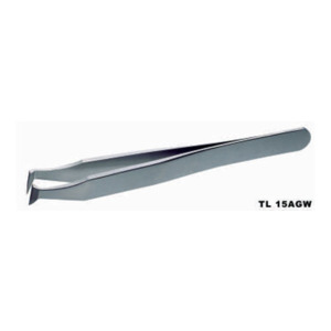 Lindstrom 15AGW Tweezers, Cutting Action, Tapered, 4.53" OAL, Stainless Steel