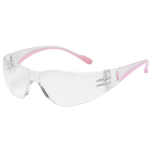 Bouton Optical 250-11-0920 Eva Petite Safety Glasses, Rimless, CL-PK/CL Lens, Anti-Scratch/Fog