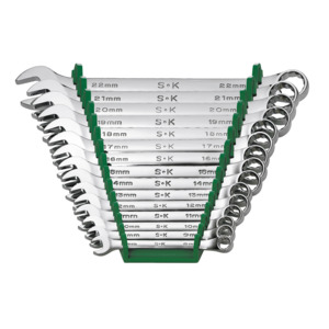 SK Hand Tools 86265 15-Piece SuperKrome® Metric Combination Wrench Set