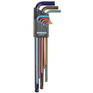 Bondhus 69699 9-Pc ColorGuard™ Ball End L-Wrench Set Metric