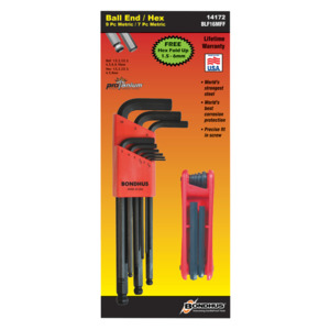 Bondhus 14172 Bonus Metric Hex Key Set with a Fold-up Set