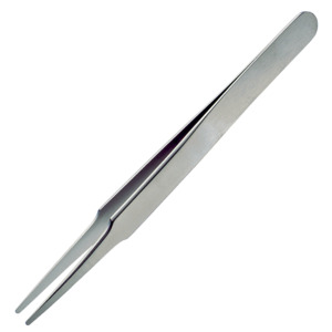 Lindstrom 2A-SA Tweezers, Straight, Very Fine, Flat and Round Tips, 4.72" OAL, Stainless Steel