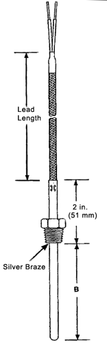 Watlow Rigid Sheath Thermocouple with Threaded Fitting