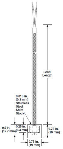 Watlow Stainless Steel Shim Style Thermocouple